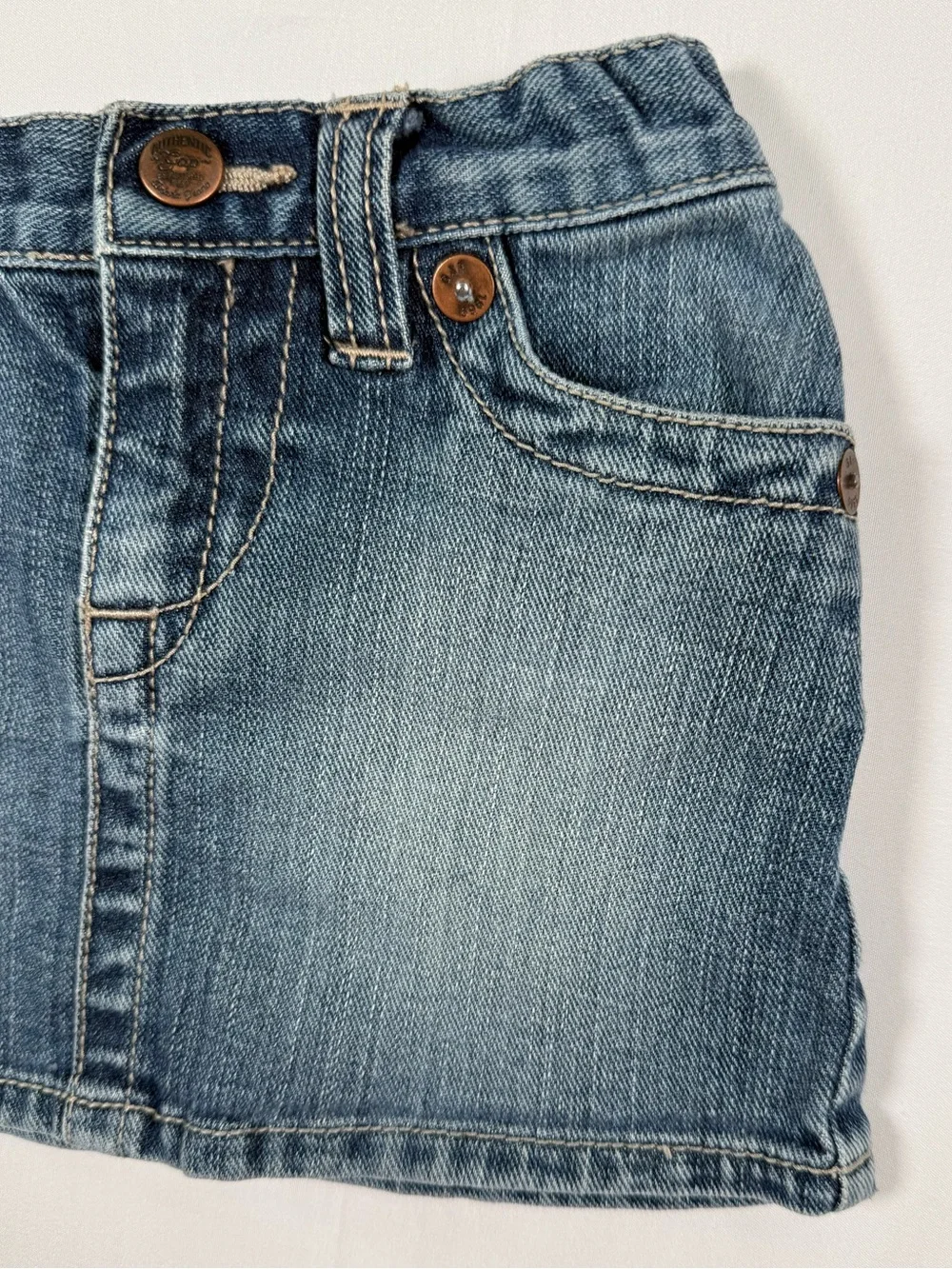 VINTAGE GAP Girls Denim Mini Skirt 18-24m Y2K Stretch Jean Skirt Western Cowgirl
